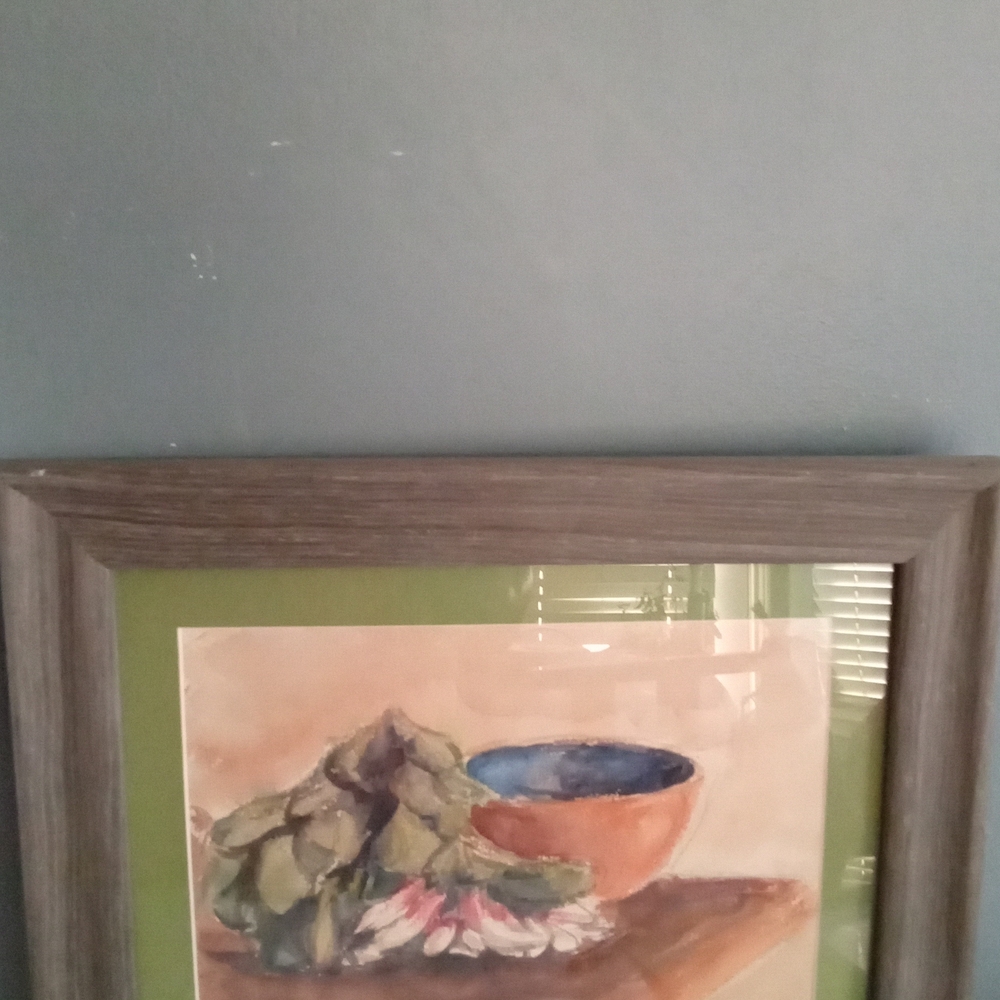 Framed Watercolor Still Life Painting‎ Radishes and Bowl Art Print Wall Decor